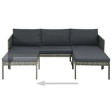 3 Piece Garden Lounge Set With Cushions Poly Rattan