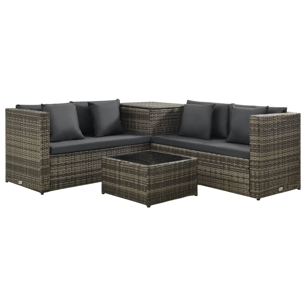 4 Piece Garden Lounge Set With Cushions Poly Rattan