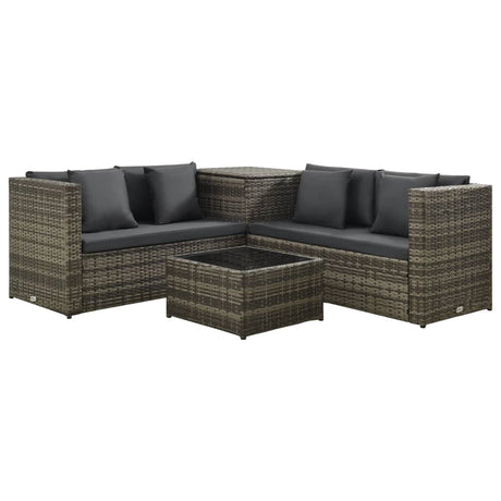 4 Piece Garden Lounge Set With Cushions Poly Rattan