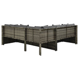 4 Piece Garden Lounge Set with Cushions Poly Rattan Grey