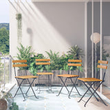 Folding Garden Chairs 6 Pcs Steel And Solid Wood Acacia