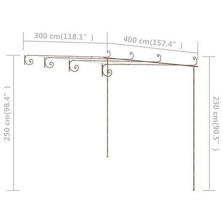 Garden Pergola Antique Brown 4X3X2.5 M Iron