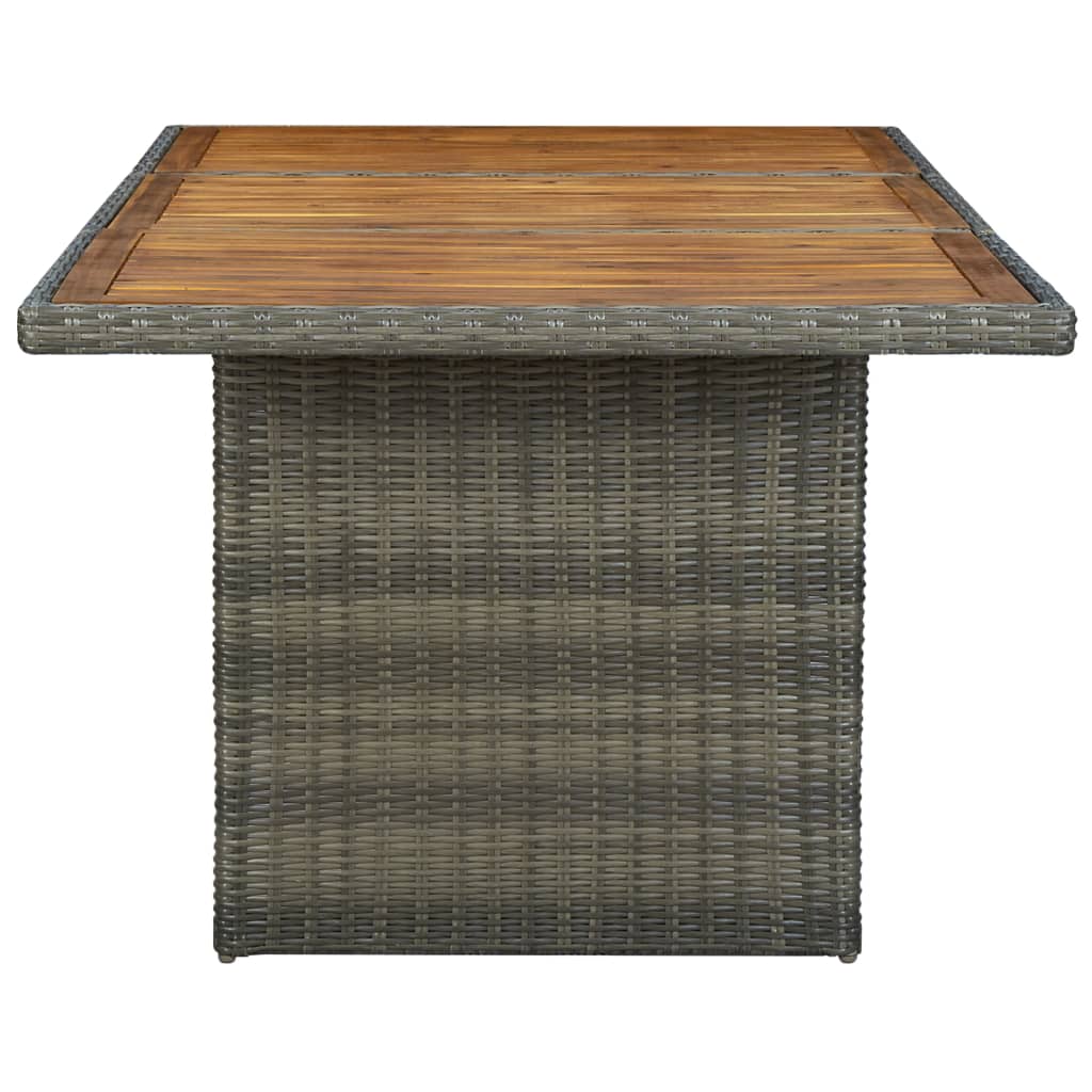 Garden Table Poly Rattan And Solid Acacia Wood