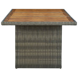 Garden Table Poly Rattan And Solid Acacia Wood