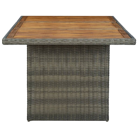 Garden Table Poly Rattan And Solid Acacia Wood