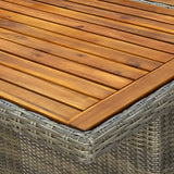 Garden Table Poly Rattan And Solid Acacia Wood