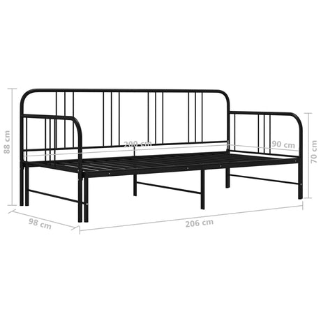 Pull-Out Sofa Bed Frame Without Mattress Metal 90X200 Cm