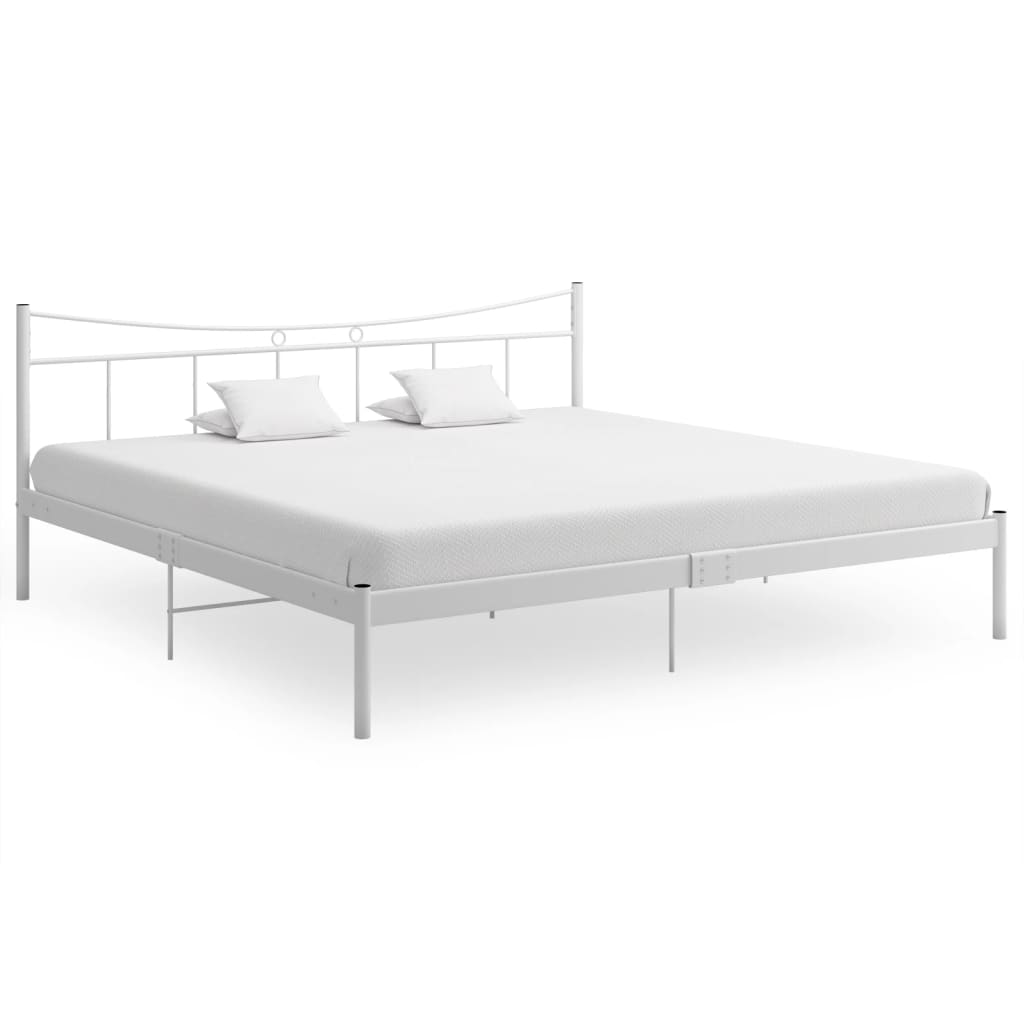 Bed Frame without Mattress White Metal 200x200 cm