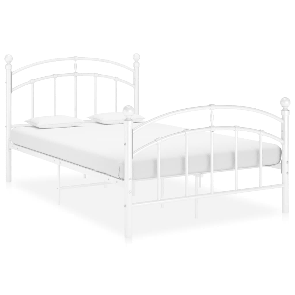 Bed Frame without Mattress White Metal 120x200 cm