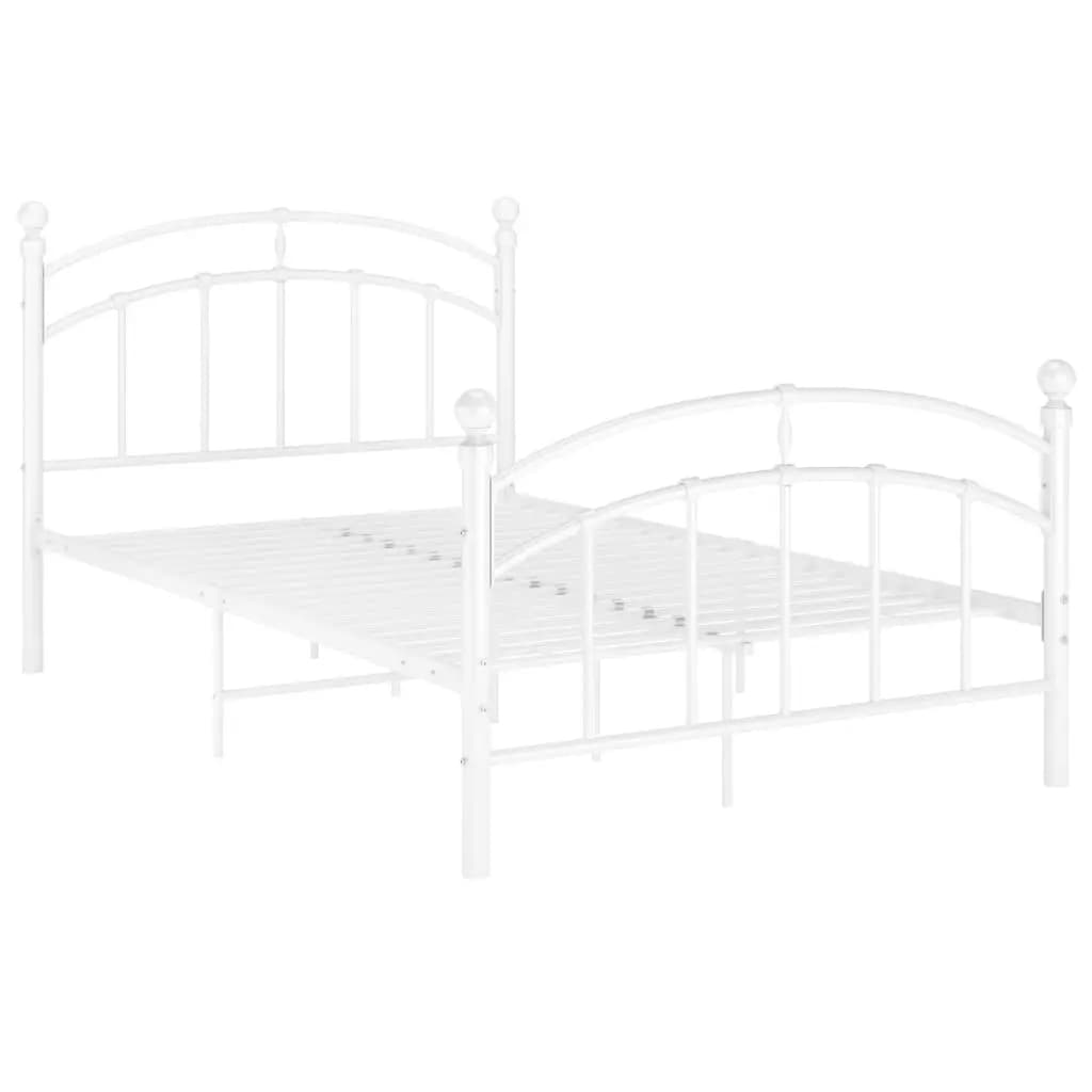 Bed Frame without Mattress White Metal 120x200 cm