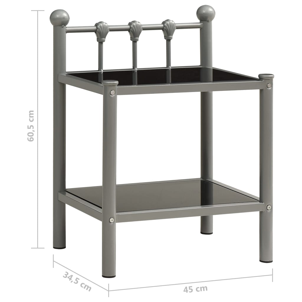 Bedside Cabinet 45X34.5X60.5 Cm Metal And Glass