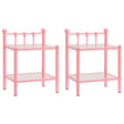 Bedside Cabinets 2 Pcs Metal And Glass