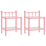 Bedside Cabinets 2 Pcs Metal And Glass