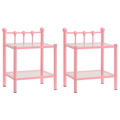 Bedside Cabinets 2 Pcs Metal And Glass