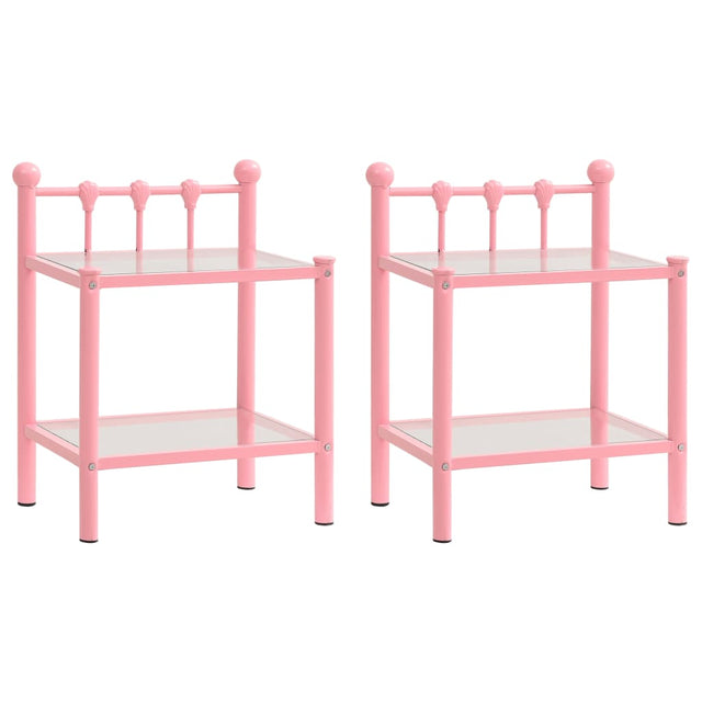 Bedside Cabinets 2 Pcs Metal And Glass