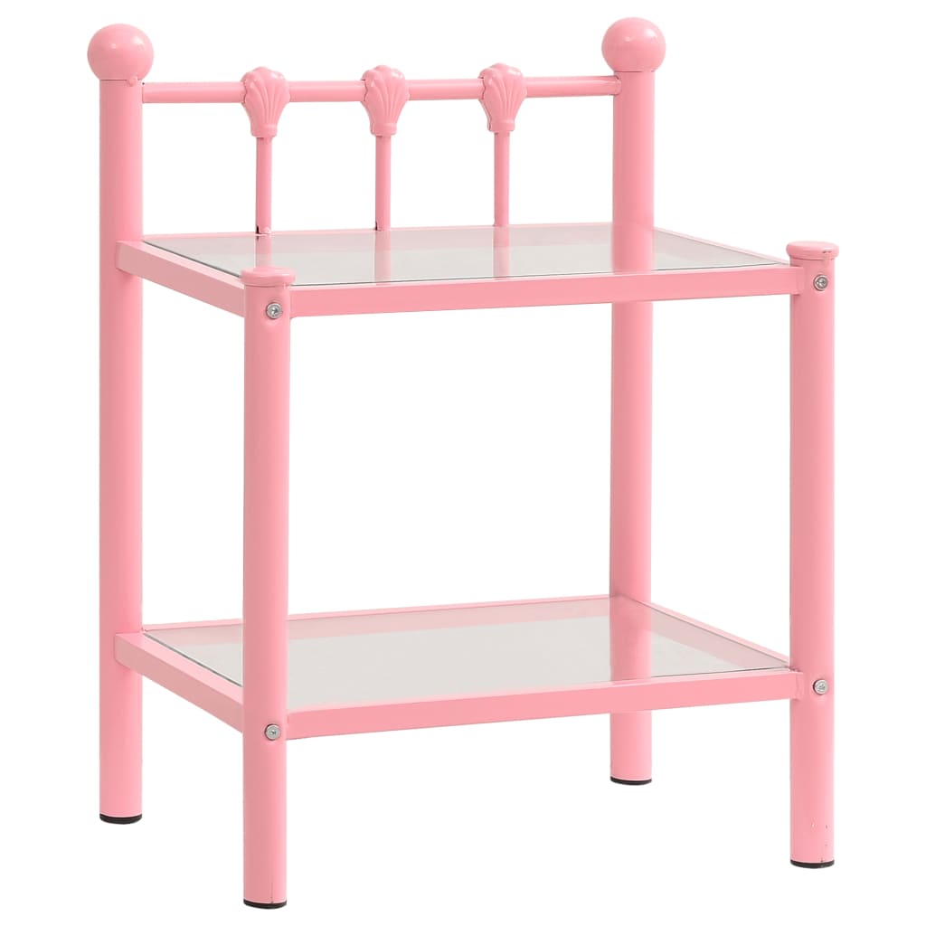 Bedside Cabinets 2 Pcs Metal And Glass