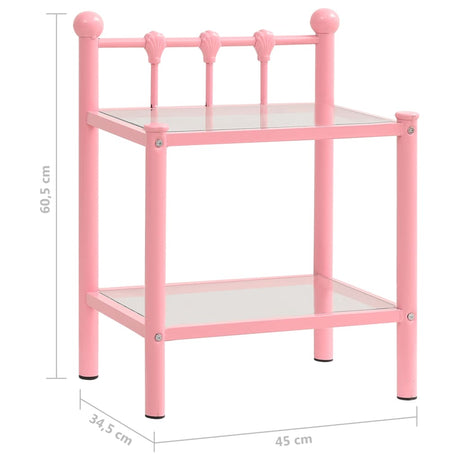 Bedside Cabinets 2 Pcs Metal And Glass