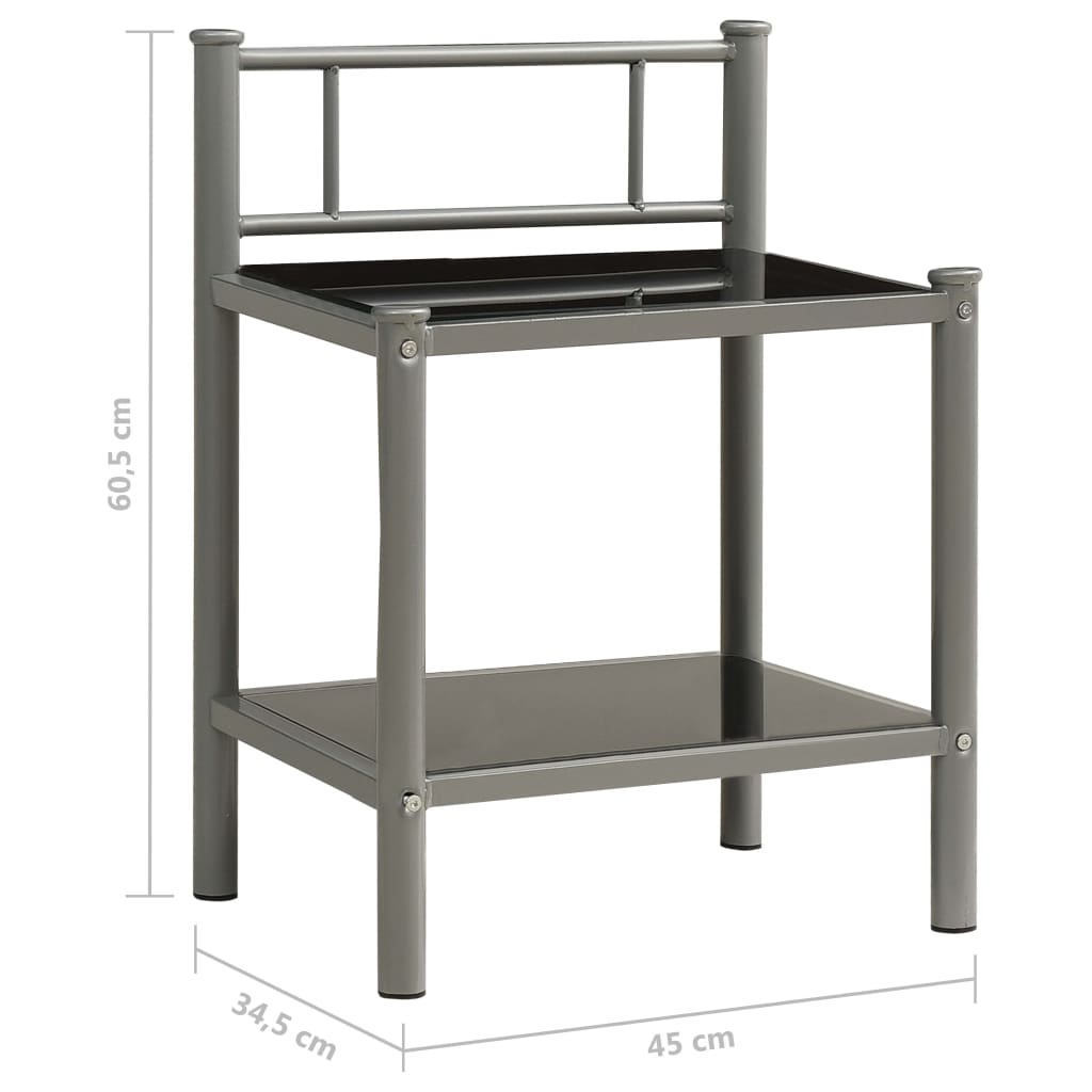 Bedside Cabinet 45X34.5X60.5 Cm Metal And Glass