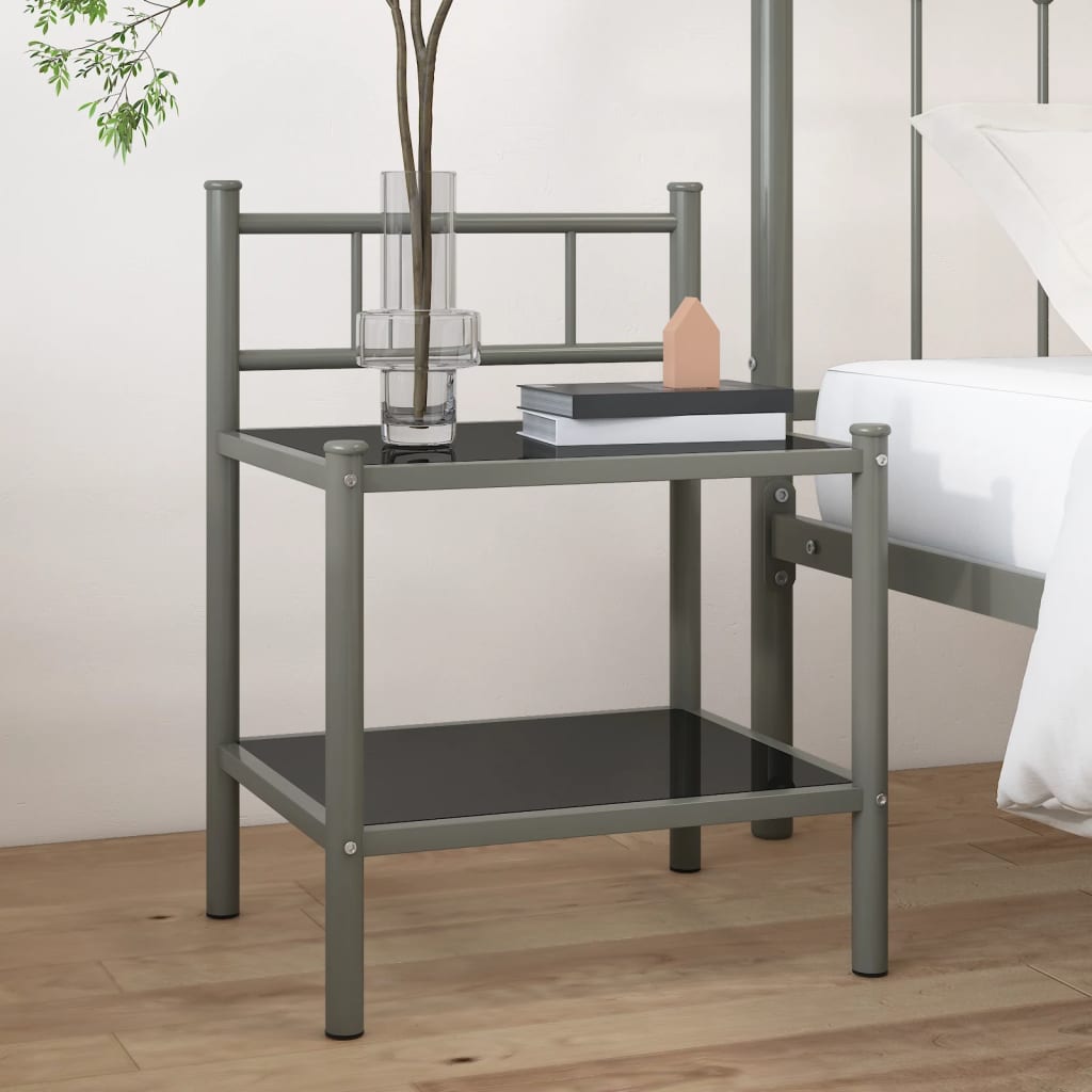 Bedside Cabinet 45X34.5X60.5 Cm Metal And Glass