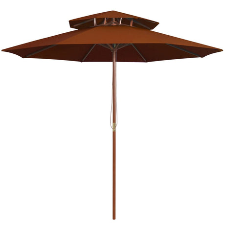 Double Decker Garden Parasol With Wooden Pole 270 Cm