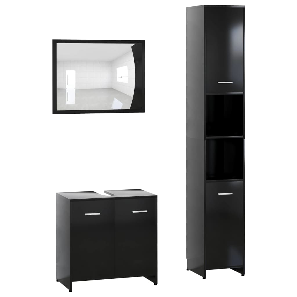 3 Piece Bathroom Furniture Set Engineered Wood