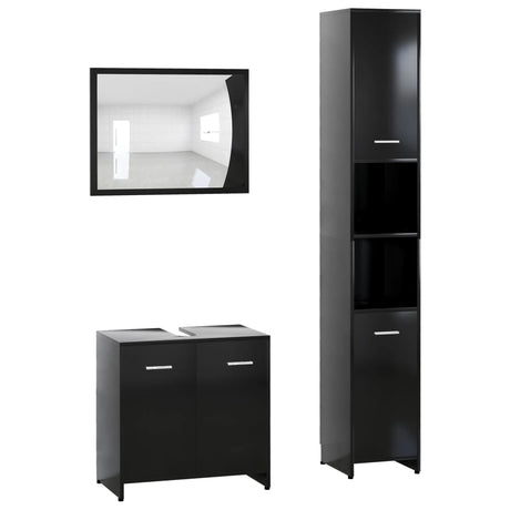 3 Piece Bathroom Furniture Set Engineered Wood