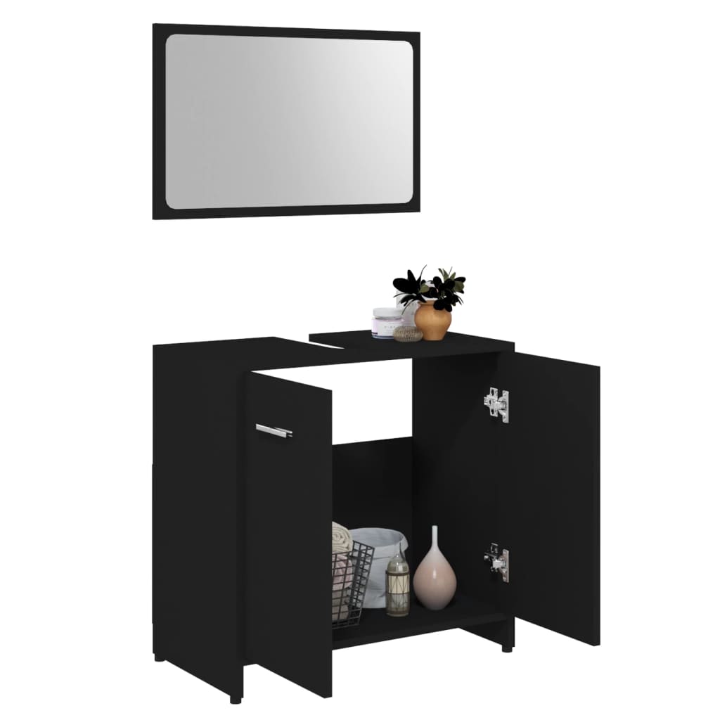 3 Piece Bathroom Furniture Set Engineered Wood