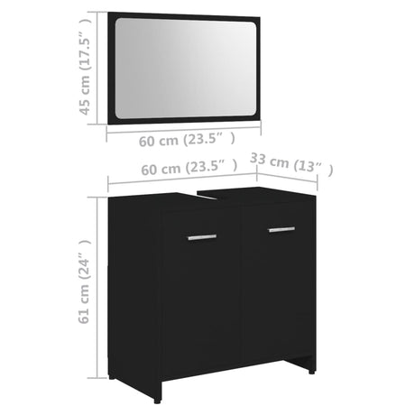 3 Piece Bathroom Furniture Set Engineered Wood