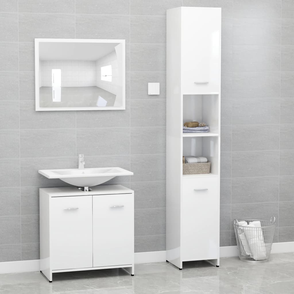 3 Piece Bathroom Furniture Set Engineered Wood