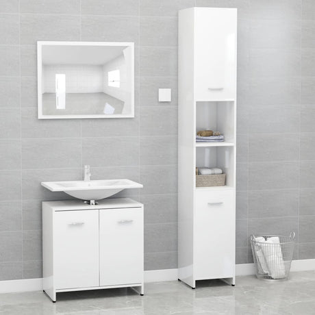 3 Piece Bathroom Furniture Set Engineered Wood