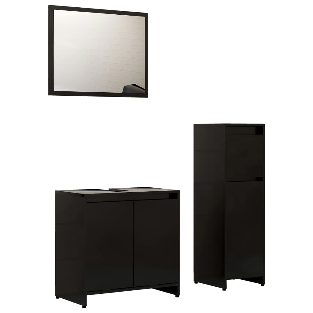 3 Piece Bathroom Furniture Set Engineered Wood