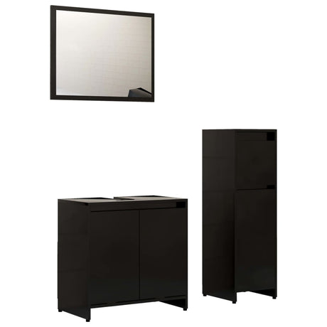 3 Piece Bathroom Furniture Set Engineered Wood