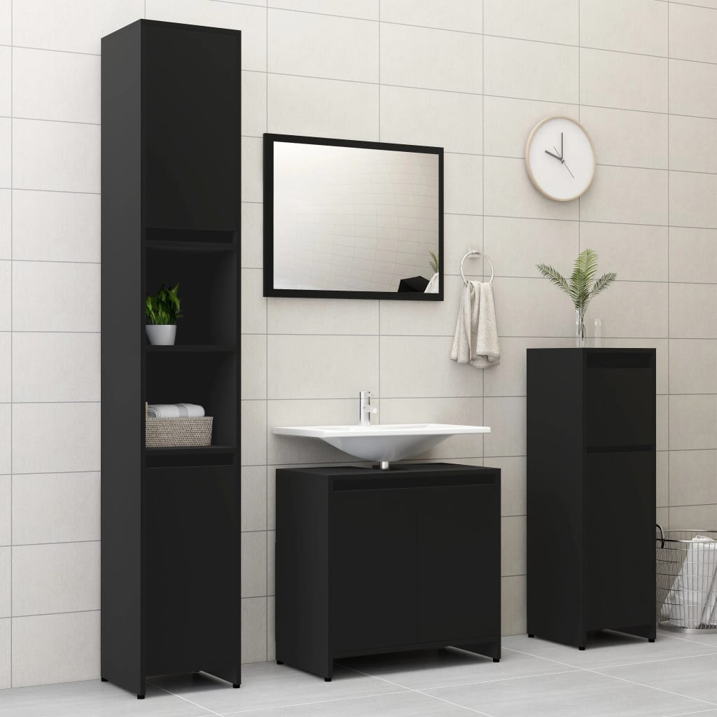 3 Piece Bathroom Furniture Set Engineered Wood