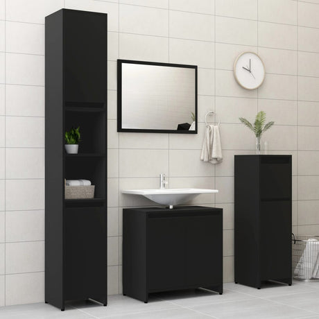 3 Piece Bathroom Furniture Set Engineered Wood