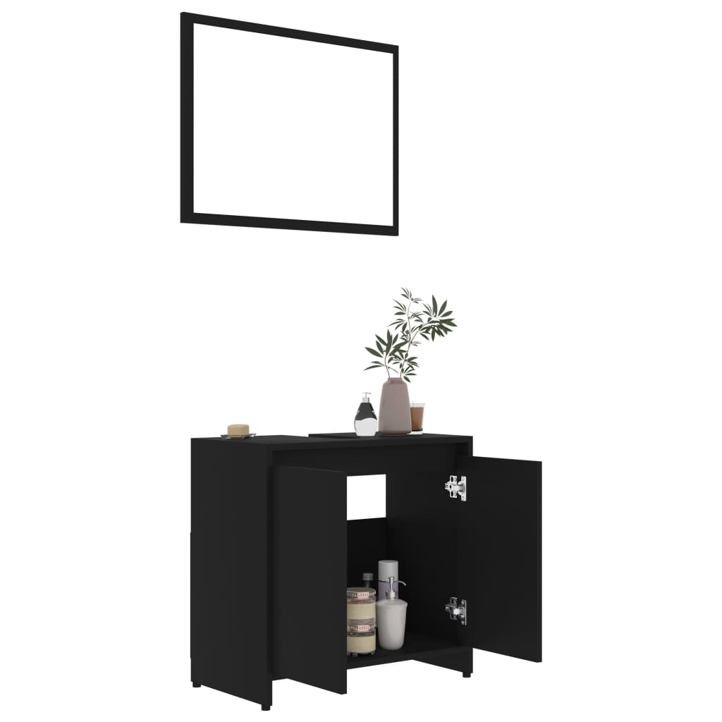 3 Piece Bathroom Furniture Set Engineered Wood