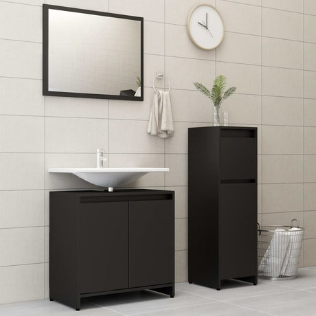 3 Piece Bathroom Furniture Set Engineered Wood