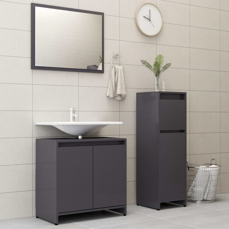 3 Piece Bathroom Furniture Set Engineered Wood