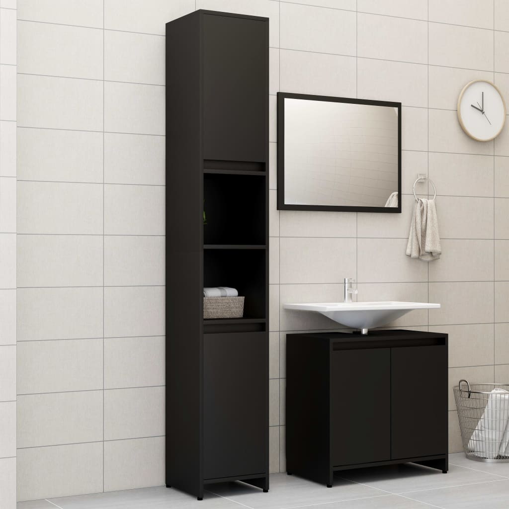 3 Piece Bathroom Furniture Set Engineered Wood