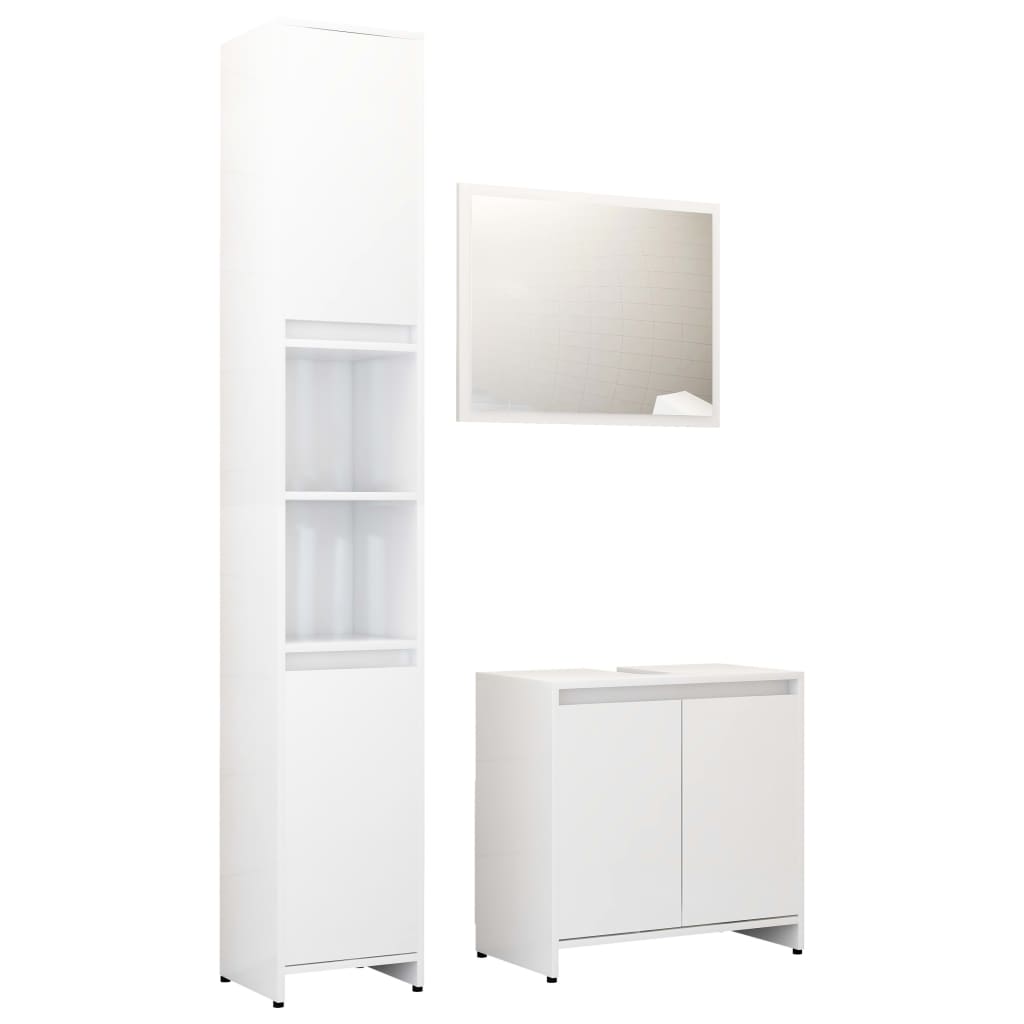 3 Piece Bathroom Furniture Set Engineered Wood