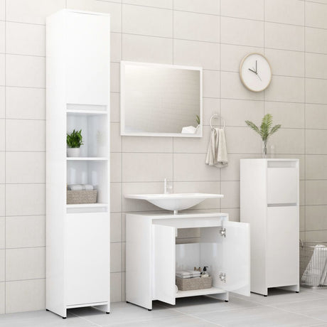 3 Piece Bathroom Furniture Set Engineered Wood