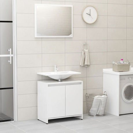 3 Piece Bathroom Furniture Set Engineered Wood