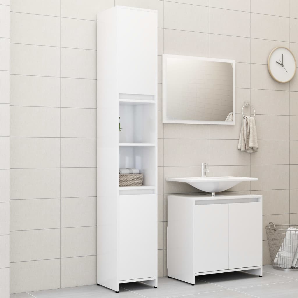 3 Piece Bathroom Furniture Set Engineered Wood
