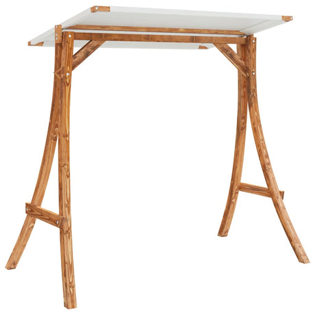 Swing Frame With Roof Solid Bent Wood With Teak Finish