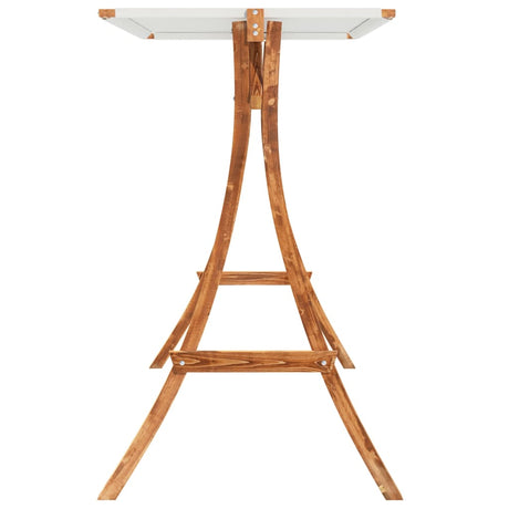 Swing Frame With Roof Solid Bent Wood With Teak Finish