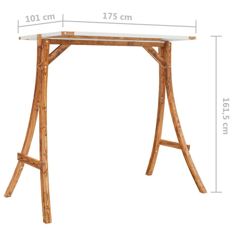 Swing Frame With Roof Solid Bent Wood With Teak Finish