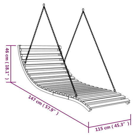 Swing Bed Solid Bent Wood With Teak Finish 115X147X46 Cm
