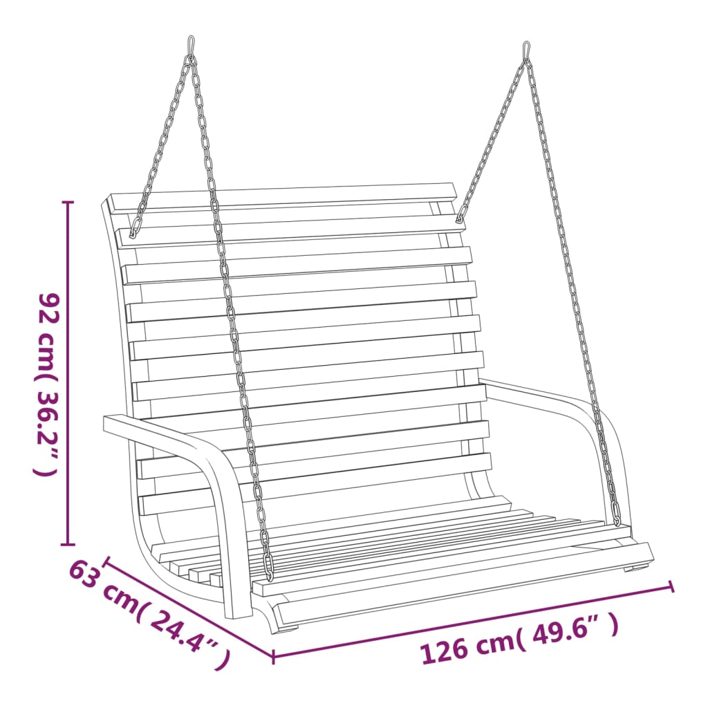 Swing Bench Solid Bent Wood With Teak Finish 126X63X92 Cm