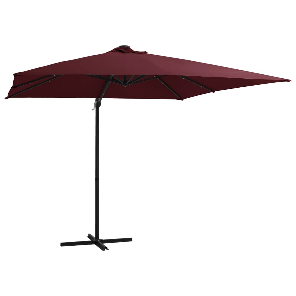 Cantilever Garden Parasol with LED lights Bordeaux Red 250x250 cm