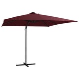 Cantilever Garden Parasol with LED lights Bordeaux Red 250x250 cm