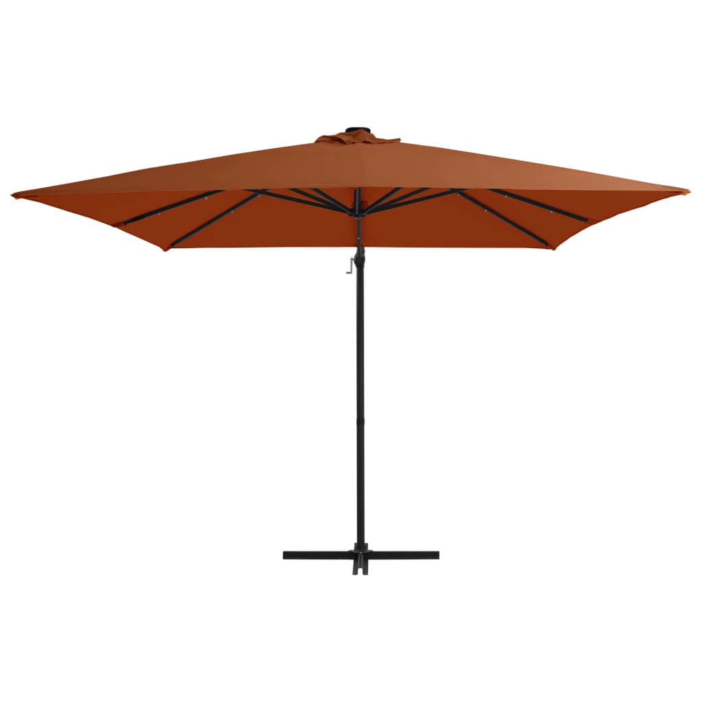 Cantilever Garden Parasol with LED lights Terracotta 250x250 cm
